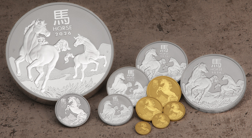 Lunar III Münzen des Jahrgangs 2026 aus Gold, Silber und Platin